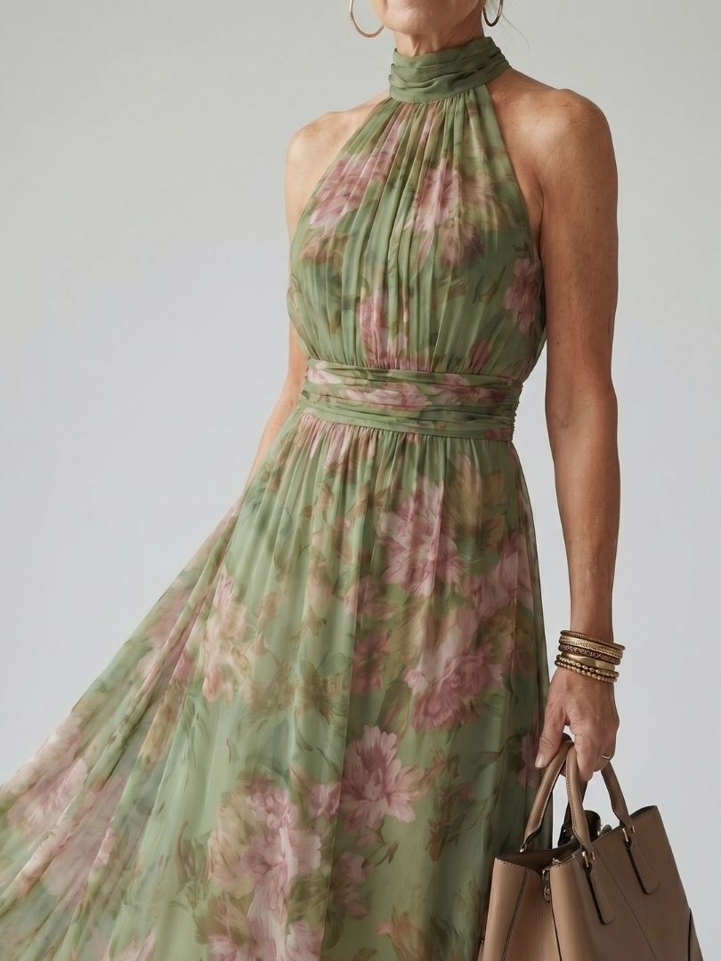 Delaney | Gathered Halter Maxi Dress