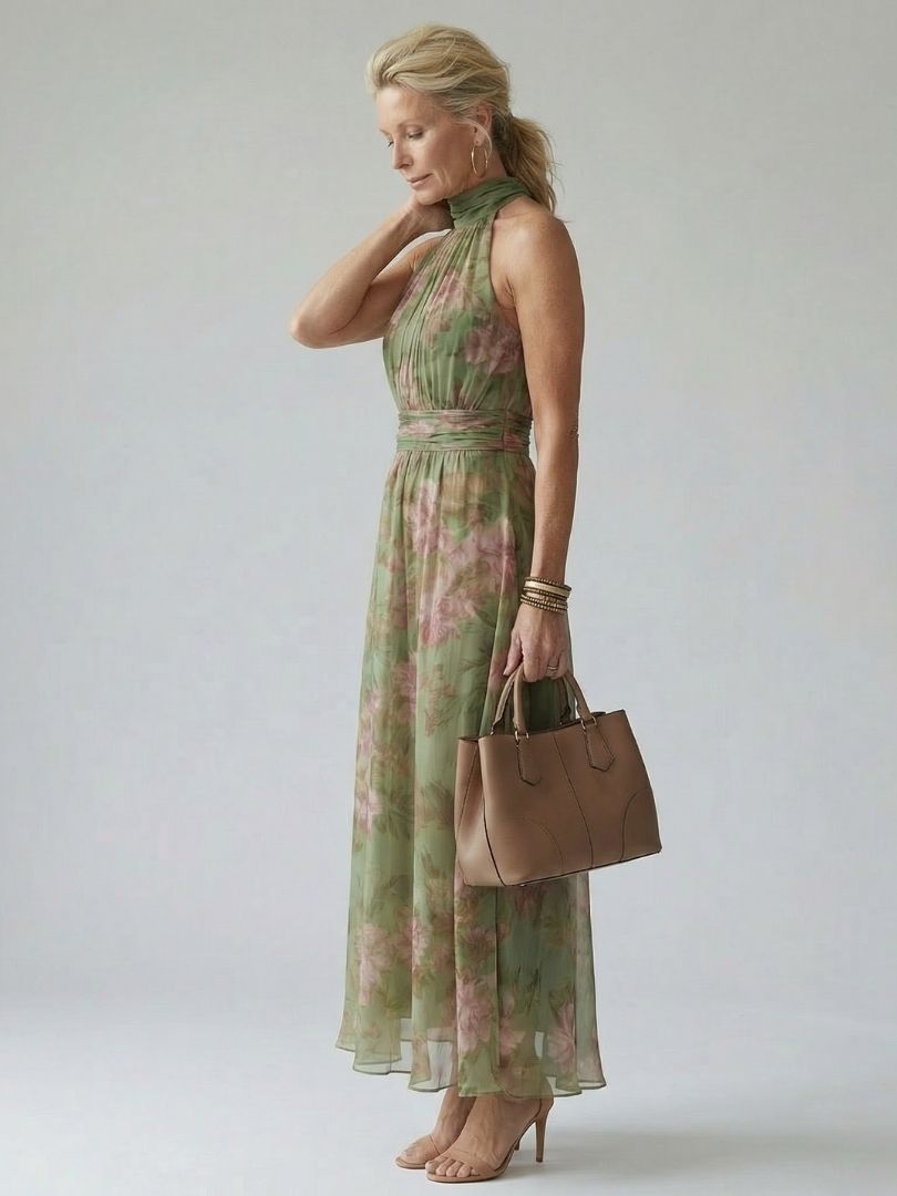 Delaney | Gathered Halter Maxi Dress