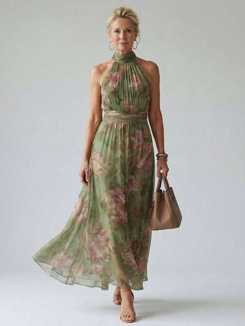 Delaney | Gathered Halter Maxi Dress