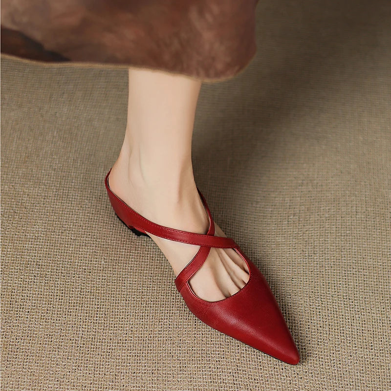 Mestelle Genuine Leather Mules