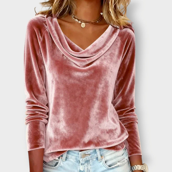 Margaret - Luxurious Velvet Drape-Neck Top