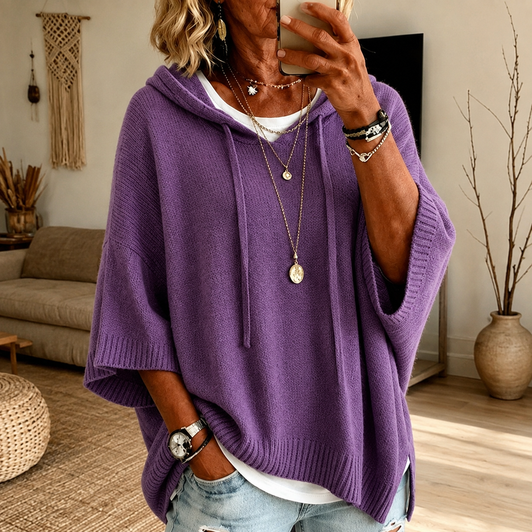 Elodie – Purple Poncho Sweater