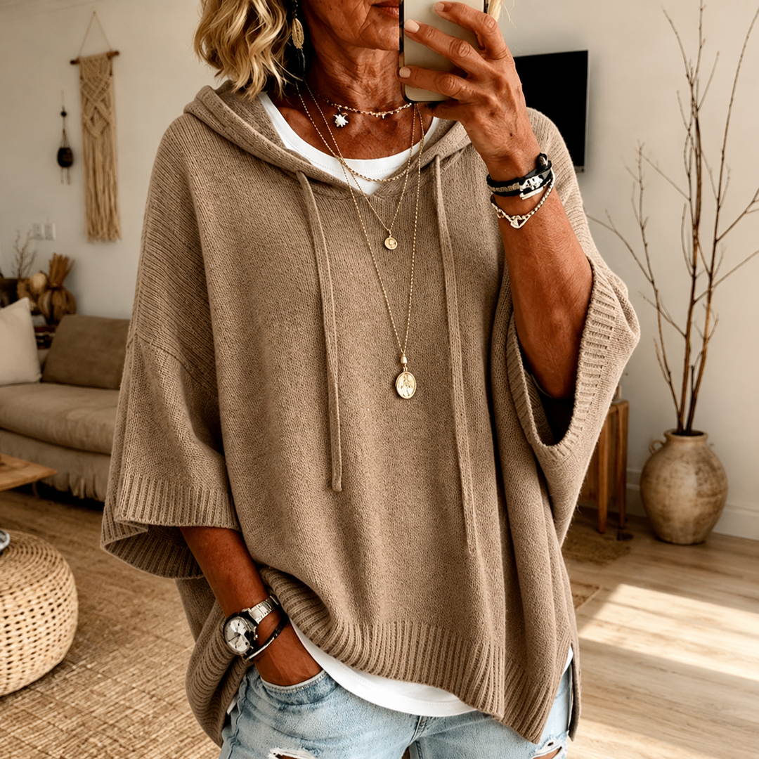 Manon – Taupe Poncho Sweater