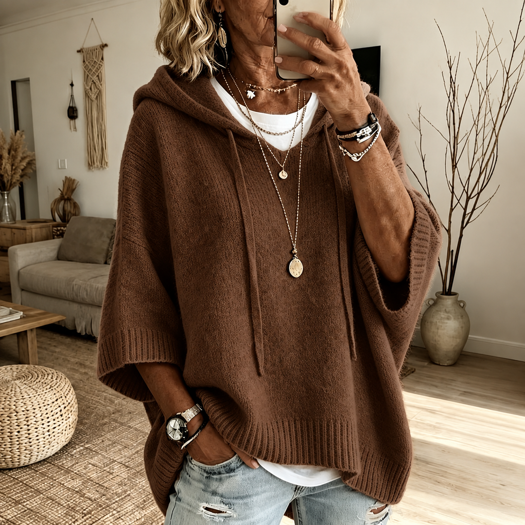 Louise – Brown Poncho Sweater
