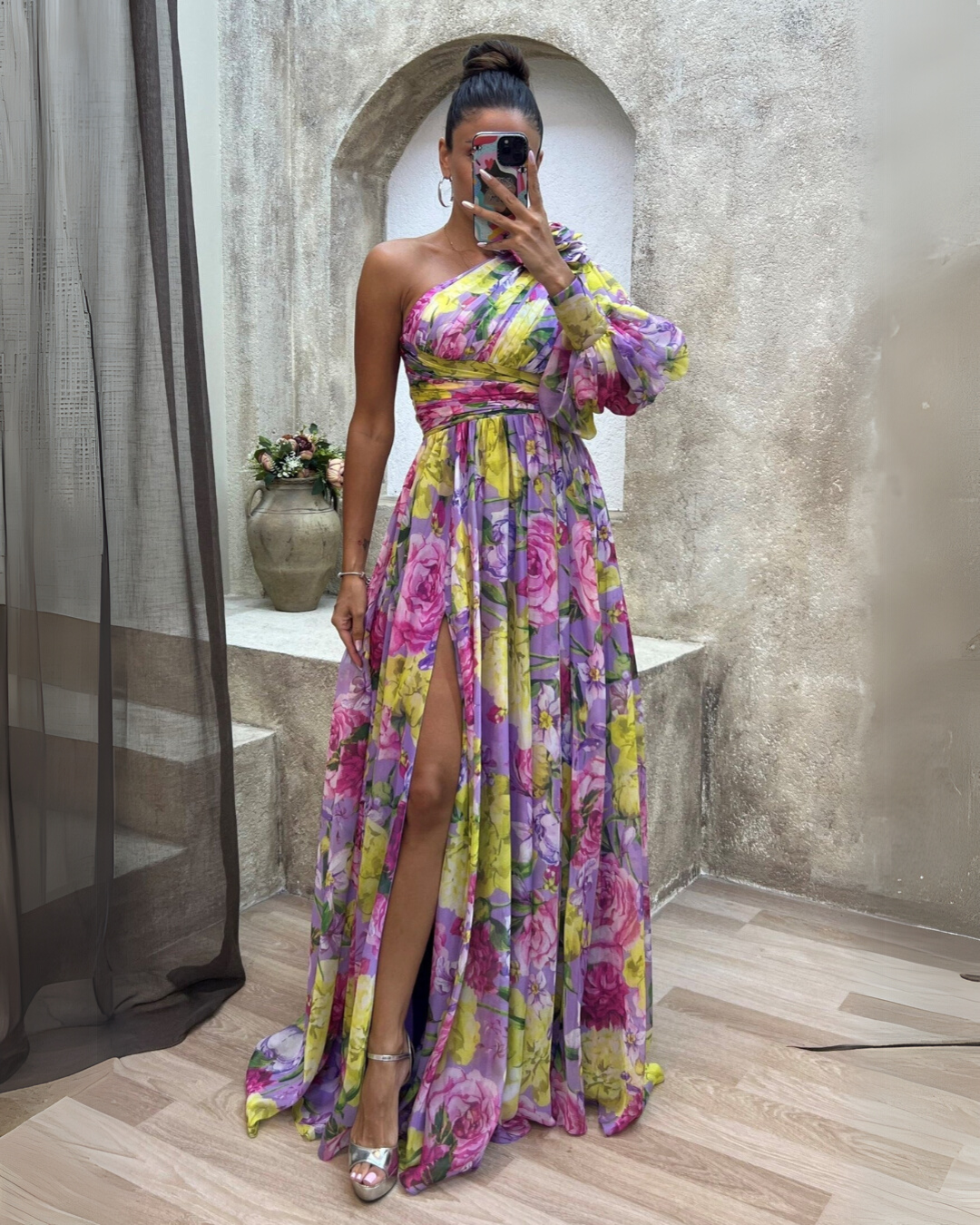 Selah | Floral One-Shoulder Maxi Dress