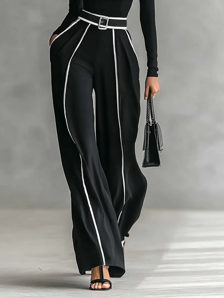 Emma™ | Elegant two-piece set with high collar and wide trousers