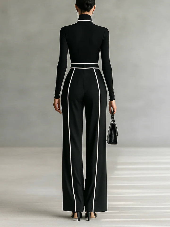 Emma™ | Elegant two-piece set with high collar and wide trousers