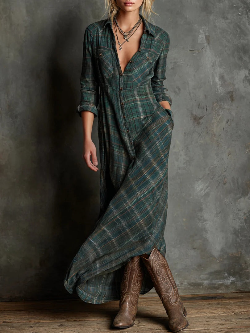 Valentina | Long Checked Dress