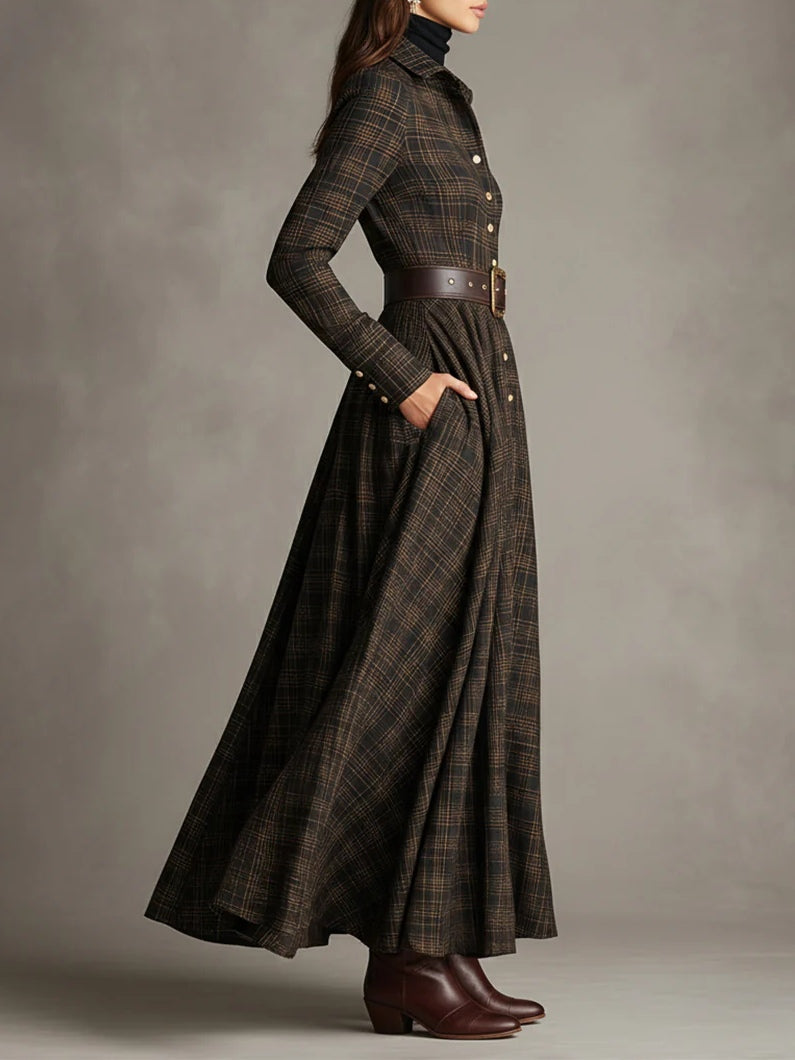 Guti | Long Checked Shirt Dress
