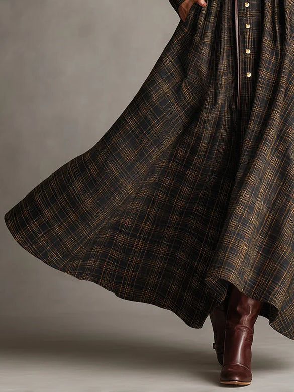 Guti | Long Checked Shirt Dress
