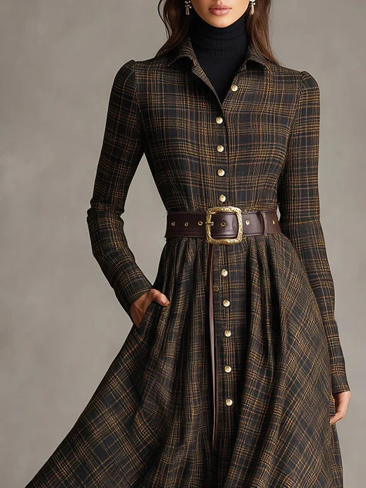 Guti | Long Checked Shirt Dress