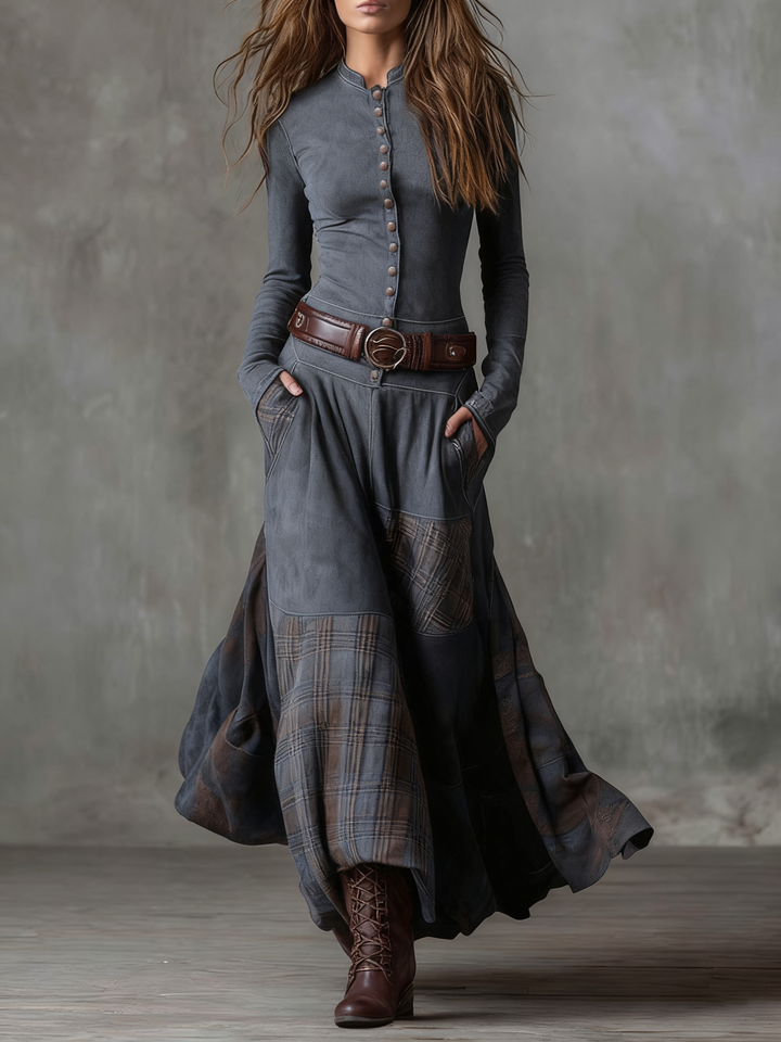 Azucena | Maxi dress made of suede with belt