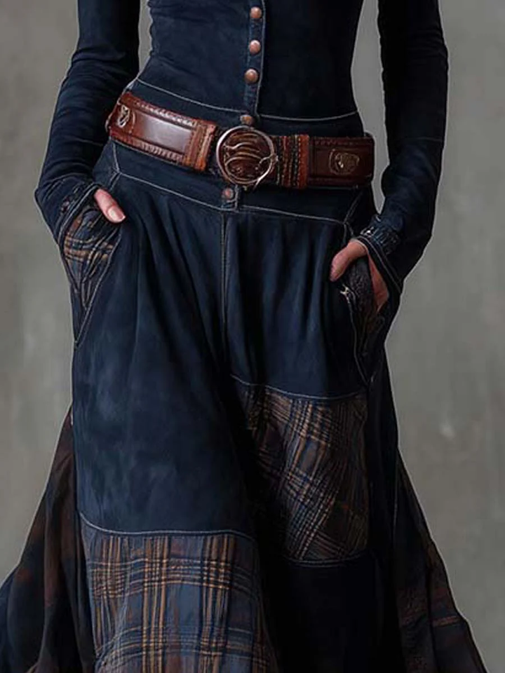 Azucena | Maxi dress made of suede with belt