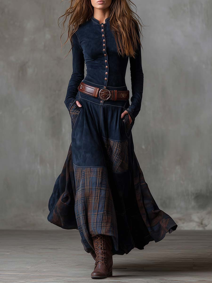 Azucena | Maxi dress made of suede with belt