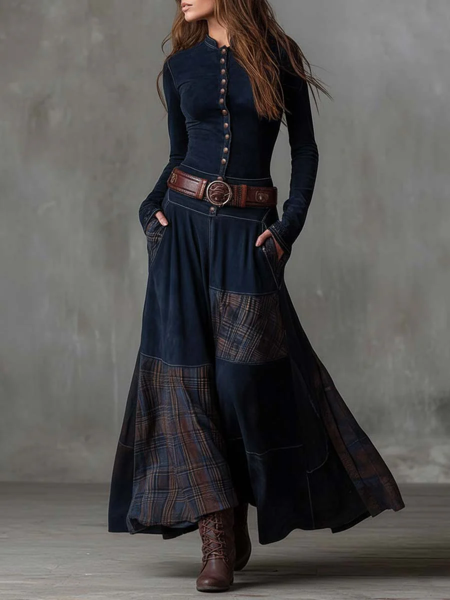Azucena | Maxi dress made of suede with belt