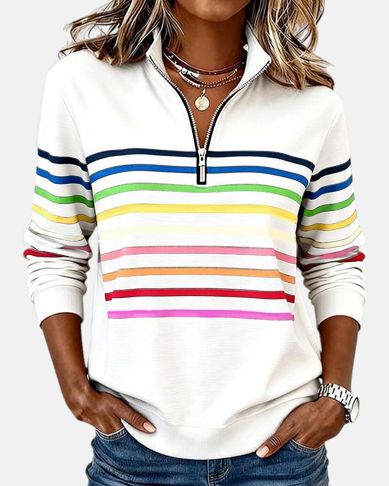 Vienna - Striped Half-Zip Pullover