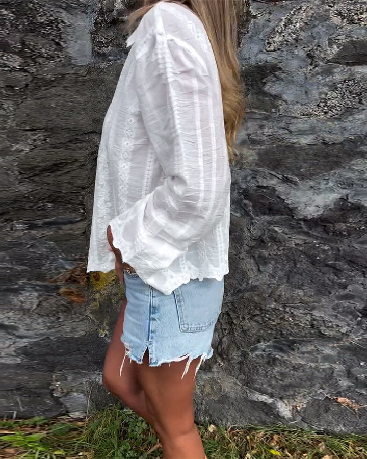 Amery – Romantic Embroidered Button-Up Blouse