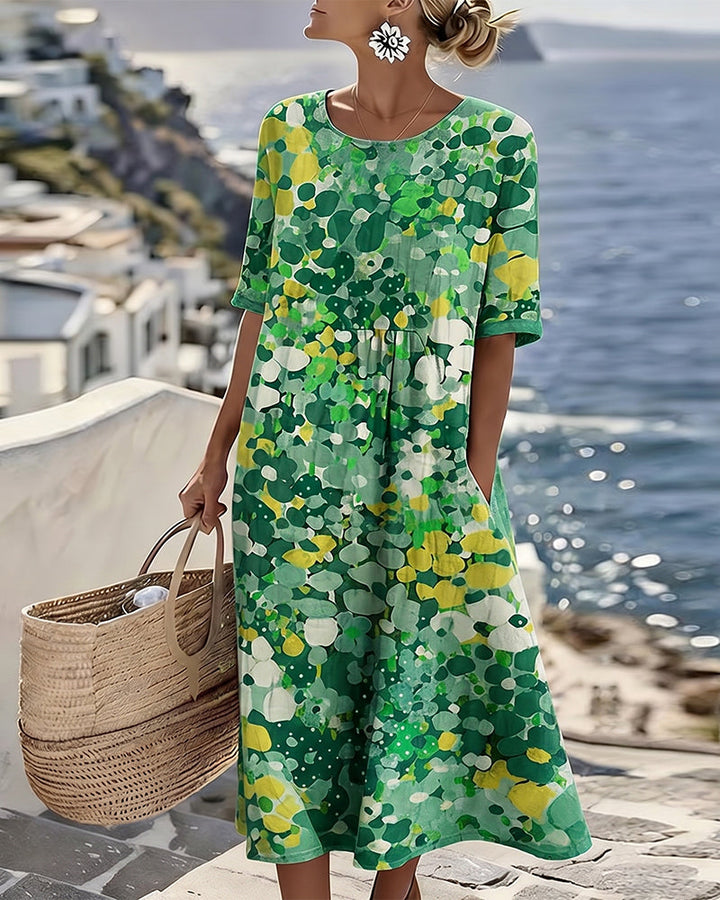 ELENA™ - ELEGANT FLORAL SUMMER MIDI DRESS