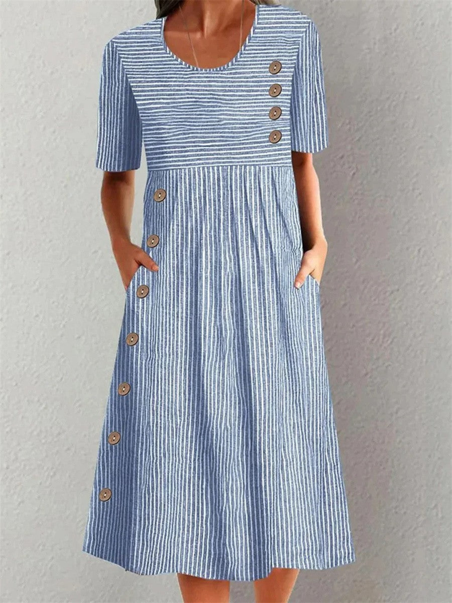Rosabel | Coastal Stripe Midi Dress