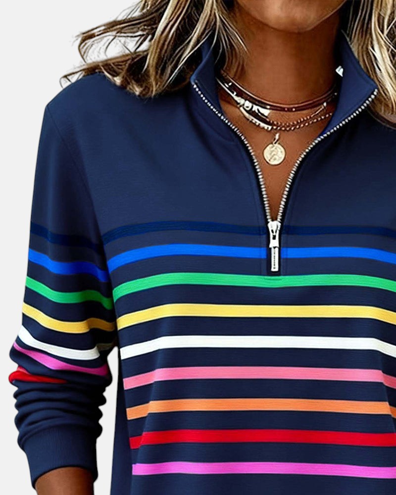Vienna - Striped Half-Zip Pullover