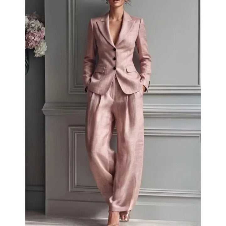Victoria Elegant Suit Set with Tailored Blazer and Wide Pants