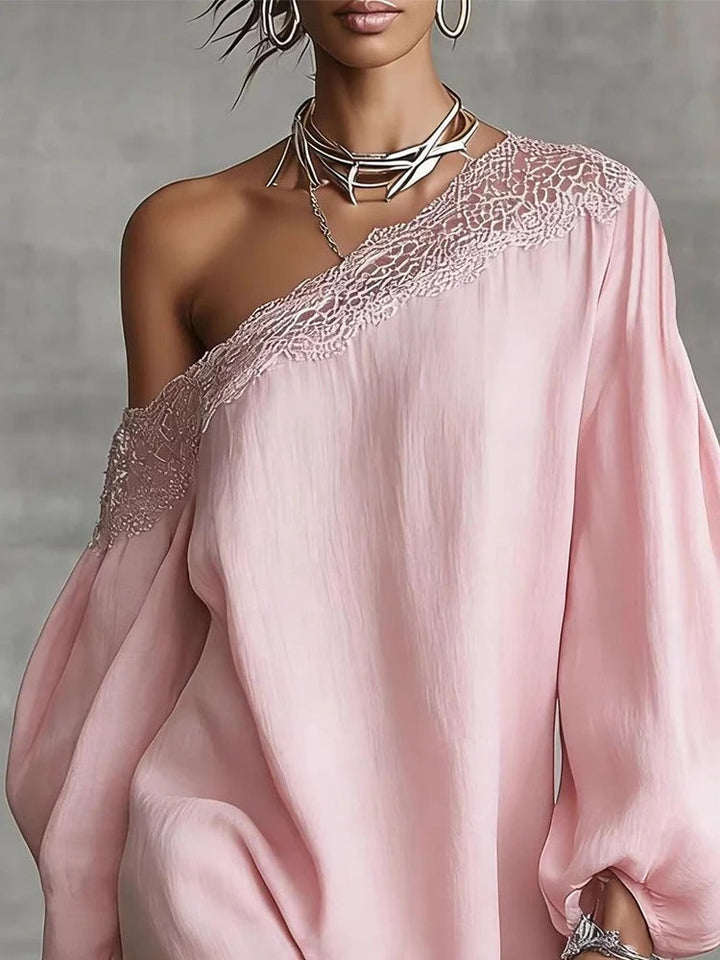 Olivia Mini Lace Dress with Off-the-Shoulder and Puff Sleeves