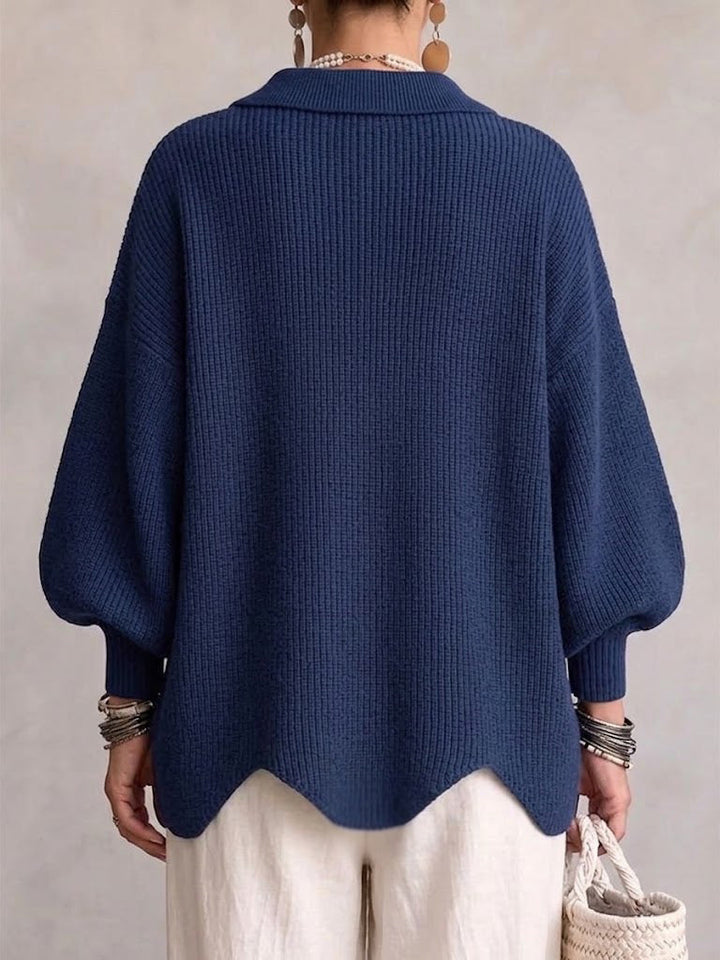 Isadora™ | Oversized Collared Cardigan With Large Metal Buttons