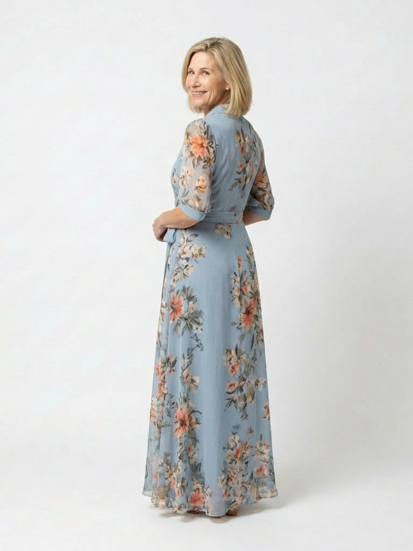 Hollis | Floral Wrap V-Neck Maxi Dress