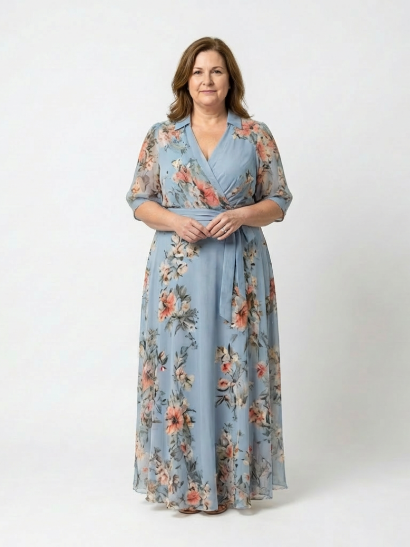 Hollis | Floral Wrap V-Neck Maxi Dress
