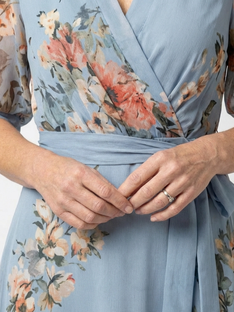 Hollis | Floral Wrap V-Neck Maxi Dress