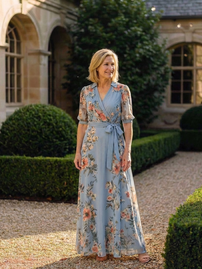 Hollis | Floral Wrap V-Neck Maxi Dress
