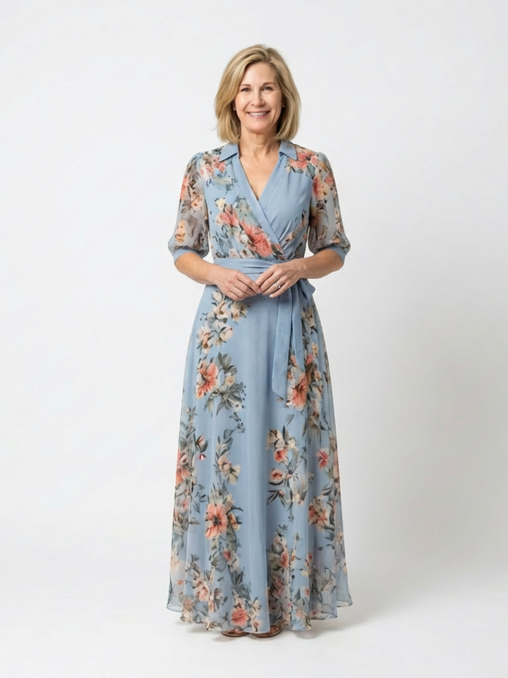 Hollis | Floral Wrap V-Neck Maxi Dress