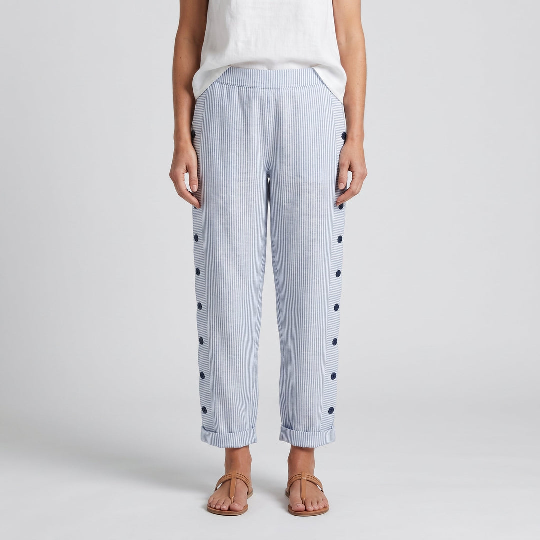 Tess | Striped Panel Button Trousers