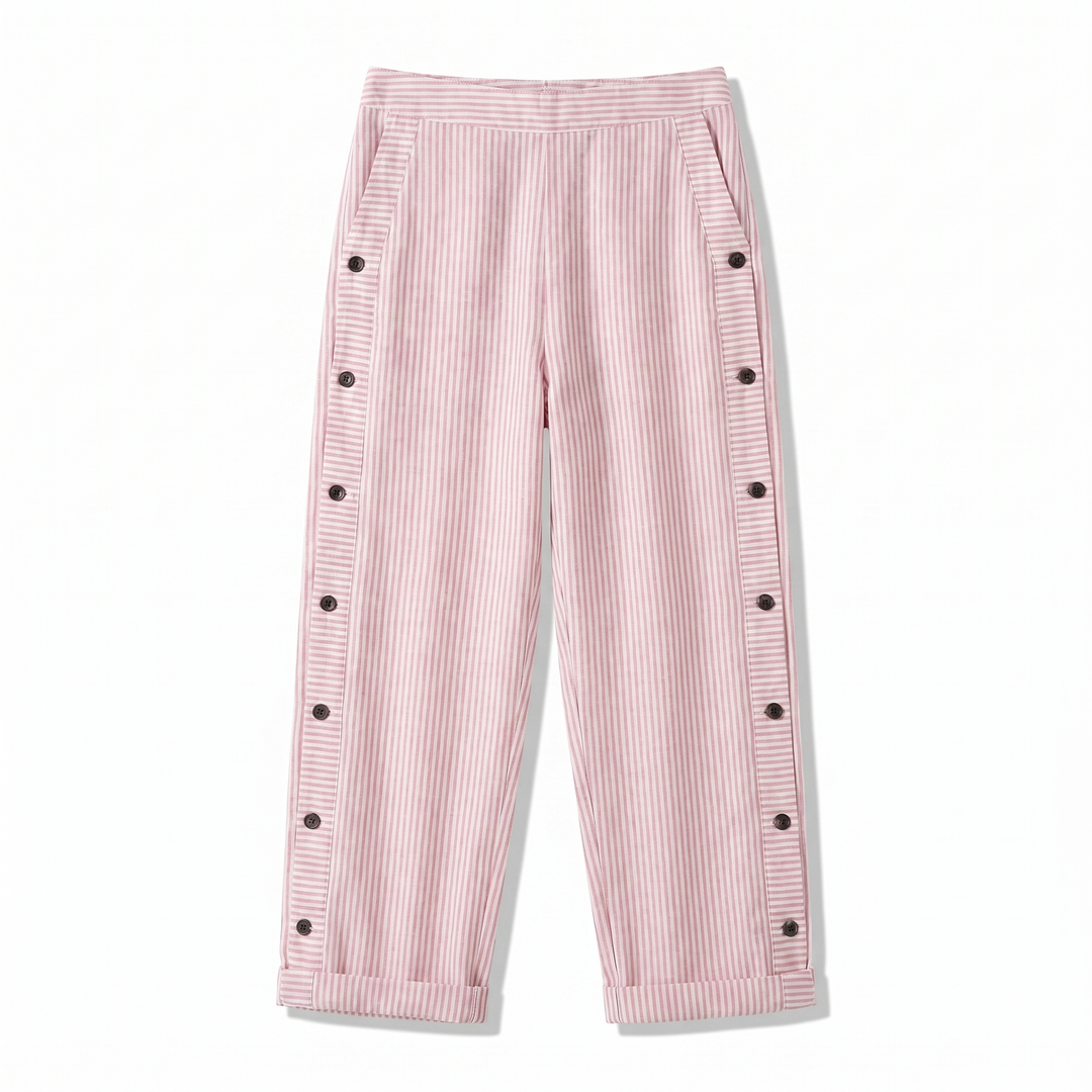 Tess | Striped Panel Button Trousers